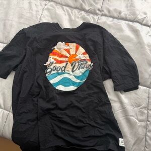 WESC “Good Vibes” Graphic Tee – Black Retro Sun Wave Shirt